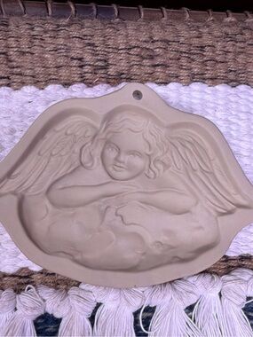 Stoneware Brown Bag Cookie Mold - Rare Angel